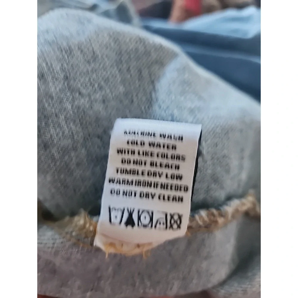 Vtg Velvet Heart 100% Cotton Denim Button Up Dress Puff Sleeve Pockets Y2k  S/M - Picture 9 of 13